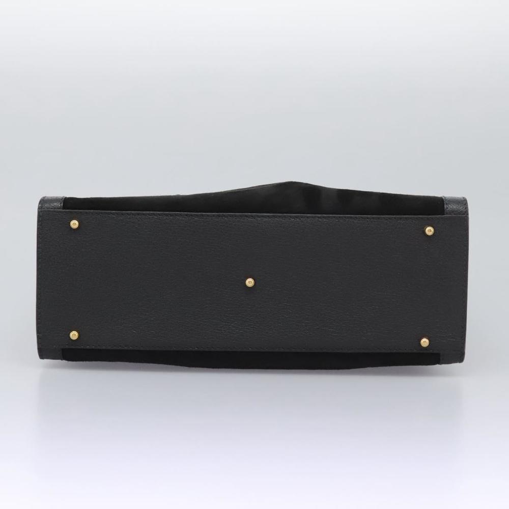 GUCCI Bamboo Hand Bag Suede Black Gold 002 2853 0260 0 Auth fm4365 - Picture 9 of 16